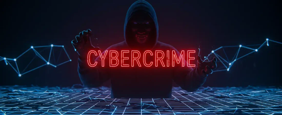 Cybercrime hacker breaking into network grid