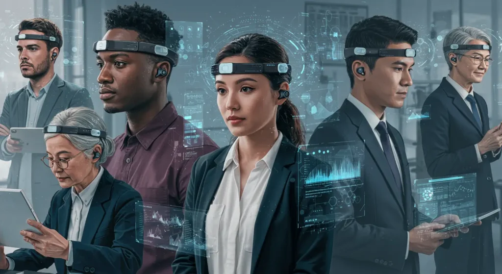 Everyday people using affordable brain computer interface wearables in work, study, and healthcare